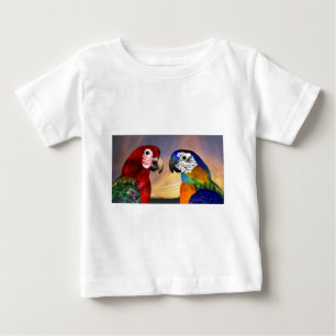 CAMISETA PARA BEBÊ HIPER PARROS/ARA VERMELHA E AZUL