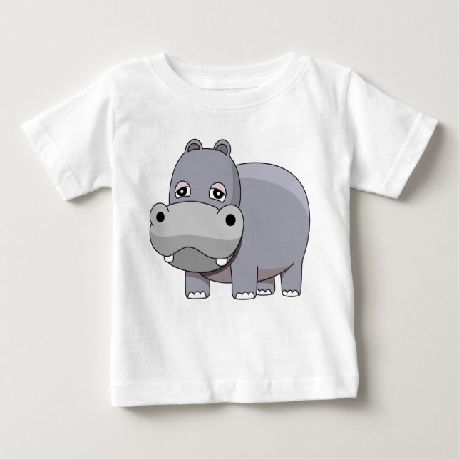 Camiseta Para Bebê Hipopótamo bonito do bebê (Frente)
