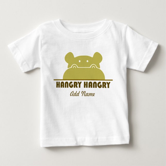 Camiseta Para Bebê Hipopótamo bonito engraçado verde de Hangry com (Frente)