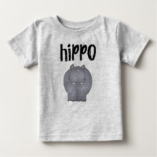 Camiseta Para Bebê Hipopótamo cinzento