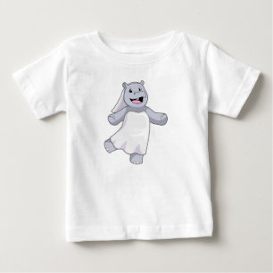 Camiseta Para Bebê Hipopótamo como Noiva com Véu