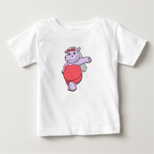 Camiseta Para Bebê Hipopótamo como Noiva com Véu e Arco