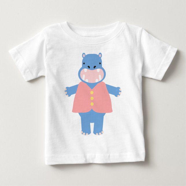Camiseta Para Bebê Hipopótamo de Toby (Frente)