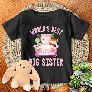 Camiseta Para Bebê Hipopótamo, Dino, Macaco | Melhor Irmã Mais Velha