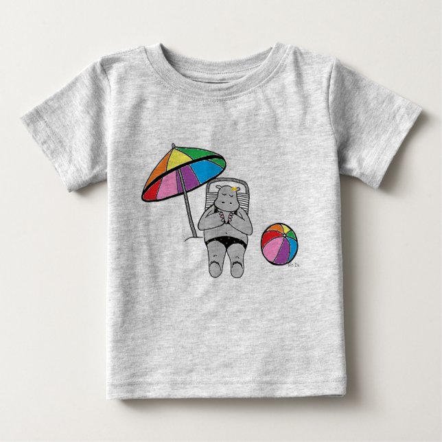 Camiseta Para Bebê Hipopótamo encalhado (Frente)