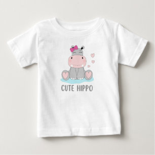 Camiseta Para Bebê Hipopótamo fofo 