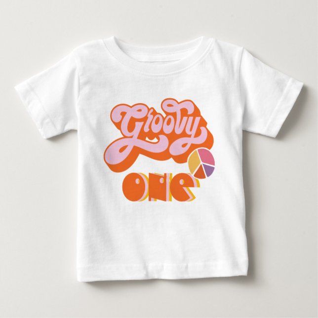 Camiseta Para Bebê Hippie Groovy Um Bebê T-Shirt (Frente)