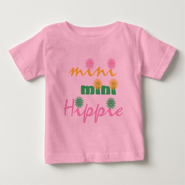 Camiseta Para Bebê Hippie Mini Mini Hippie Criança T-Shirt (Frente)