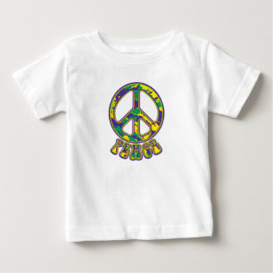 Camiseta Para Bebê Hippie Peace Sign 60s 70s