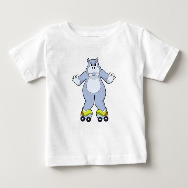 Camiseta Para Bebê Hippo com skates Roller (Frente)