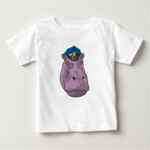 Camiseta Para Bebê Hippo como agente da Polícia