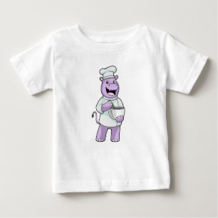 Camiseta Para Bebê Hippo como Chef com Bowl