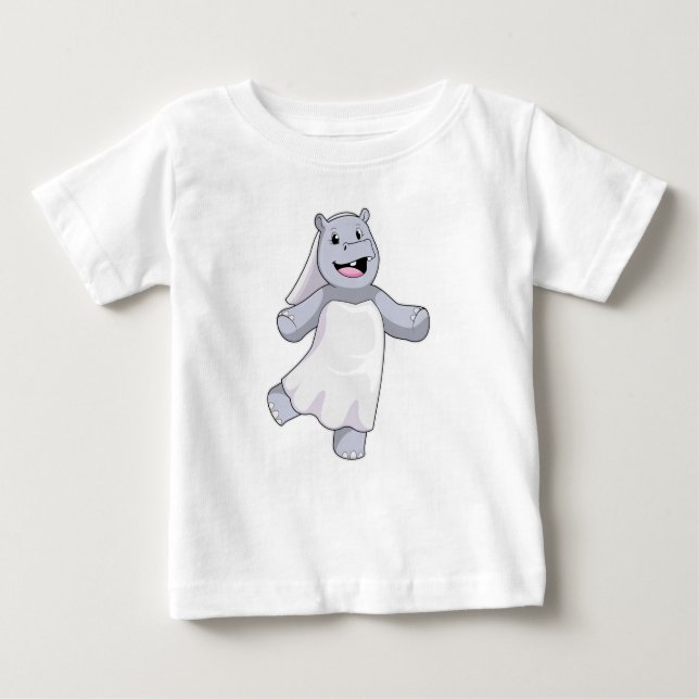 Camiseta Para Bebê Hippo como Noiva com Veil (Frente)