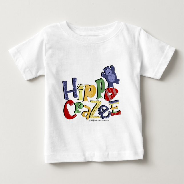 Camiseta Para Bebê Hippo Crazee (em cores claras) (Frente)