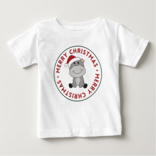 Camiseta Para Bebê Hippo Feliz Natal Animais de inverno Hippos