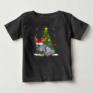 Camiseta Para Bebê Hippo Fiona Árvore de Natal Hippopotamus