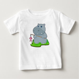 Camiseta Para Bebê Hippo Fisher Fish Fisheries