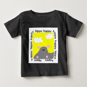 Camiseta Para Bebê Hippo Happy Baby Raglan T-shirt
