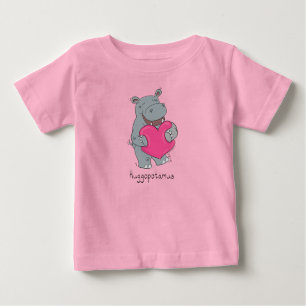 Camiseta Para Bebê Hippo Hugs Cute Kids Hippopotamus