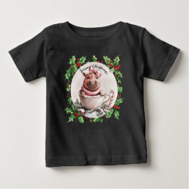 Camiseta Para Bebê Hippo Natal Pensado para Amantes de os animais