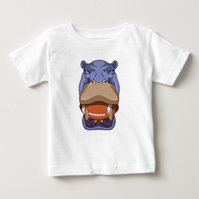 Camiseta Para Bebê Hippo no Futebol (Frente)
