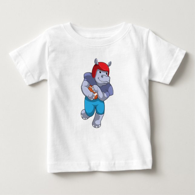 Camiseta Para Bebê Hippo no Futebol (Frente)