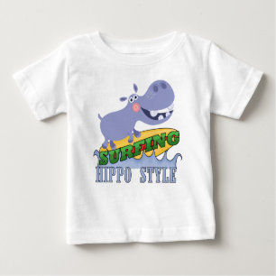 Camiseta Para Bebê Hippopotamus do surfista