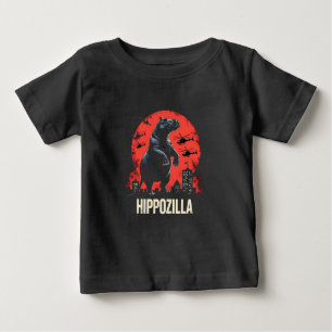 Camiseta Para Bebê Hippozilla Spooky Moo Deng Baby Pygmy Hippo
