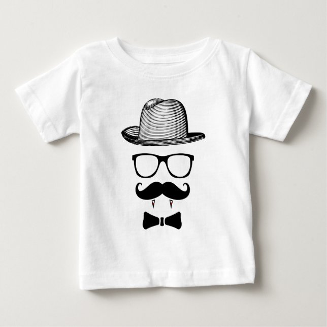 Camiseta Para Bebê Hipster Vampiro Cavalheiro (Frente)