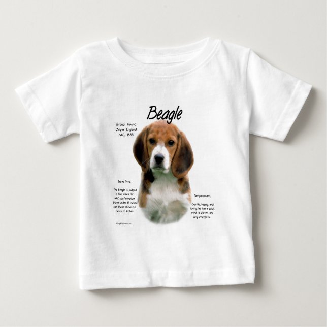 Camiseta Para Bebê História Da Beagle; Tudo Sobre Beagles (Frente)