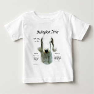 Camiseta Para Bebê História de Bedlington Terrier; Tudo Sobre Bedling