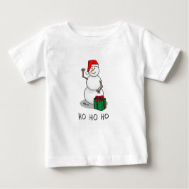 Camiseta Para Bebê Ho Ho Feliz Papais noeis de Natal Bonito Snowman