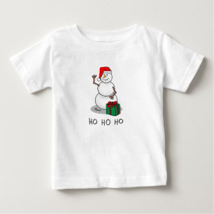 Camiseta Para Bebê Ho Ho Feliz Papais noeis de Natal Bonito Snowman