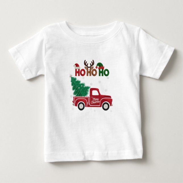 Camiseta Para Bebê Ho-Ho-Ho Elegant Soft Merry Christmas Party (Frente)