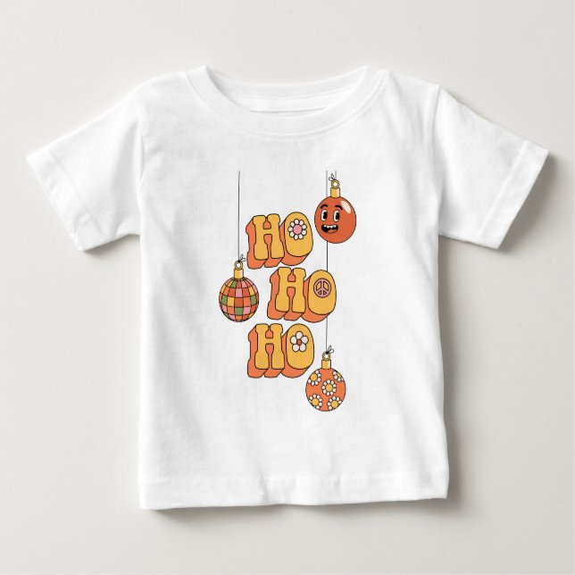 Camiseta Para Bebê Ho Ho Ho - Feliz Natal (Frente)