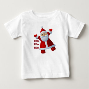 Camiseta Para Bebê HO! HO! HO! Papai Noel Fofo Feliz Natal