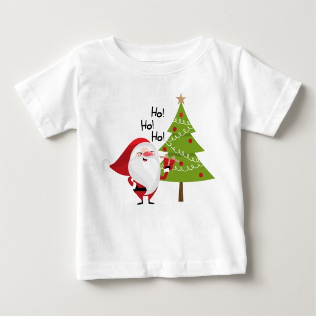 Camiseta Para Bebê Ho, Ho, Ho Papai Noel Natal (Frente)