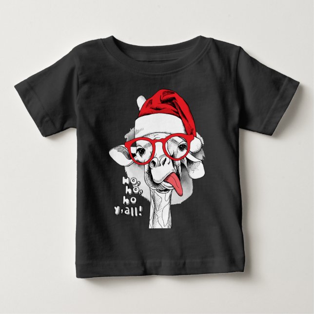 Camiseta Para Bebê Ho Ho Y'all Giraffe (Frente)