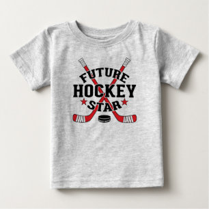 Camiseta Para Bebê Hockey com Bebê Futuro de Hockey com Estrelas Ver