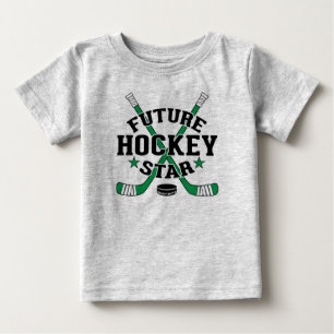 Camiseta Para Bebê Hockey com Bebê Futuro de Hockey com Estrelas Ver