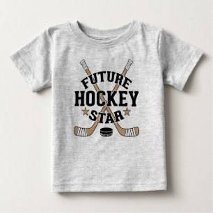 Camiseta Para Bebê Hockey com bebê Futuro Hockey com Estrelas Castan