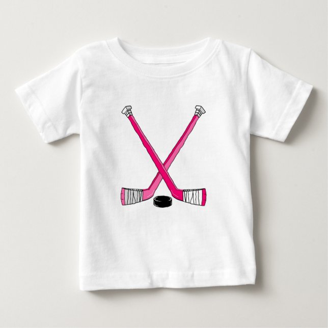 Camiseta Para Bebê Hockey Rosa (Frente)