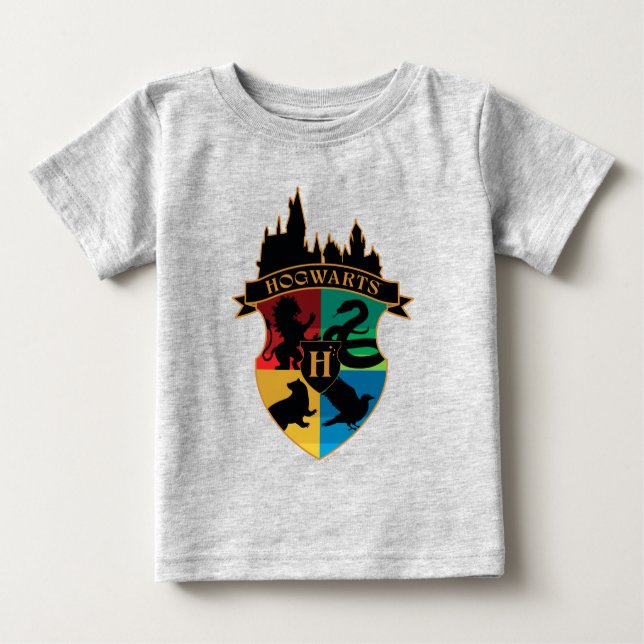Camiseta Para Bebê HOGWARTS™ Castle Crest House Pride Badge (Frente)