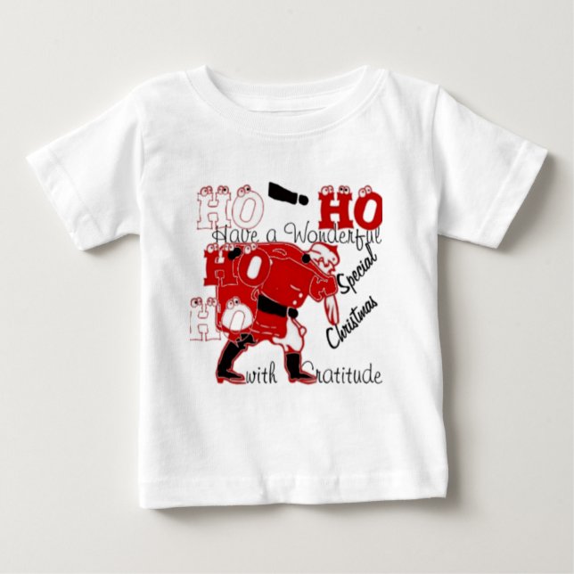 Camiseta Para Bebê HOHOHO tem um maravilhoso Natal com gratidão (Frente)