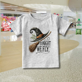 Camiseta Para Bebê Hoje à Noite Voamos Halloween 