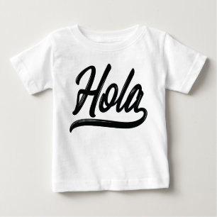 Camiseta Para Bebê Hola Script (Preto)
