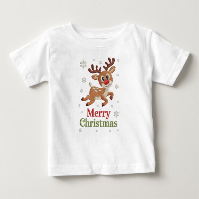 Camiseta Para Bebê Holiday Elegant Soft Merry Christmas Party (Frente)