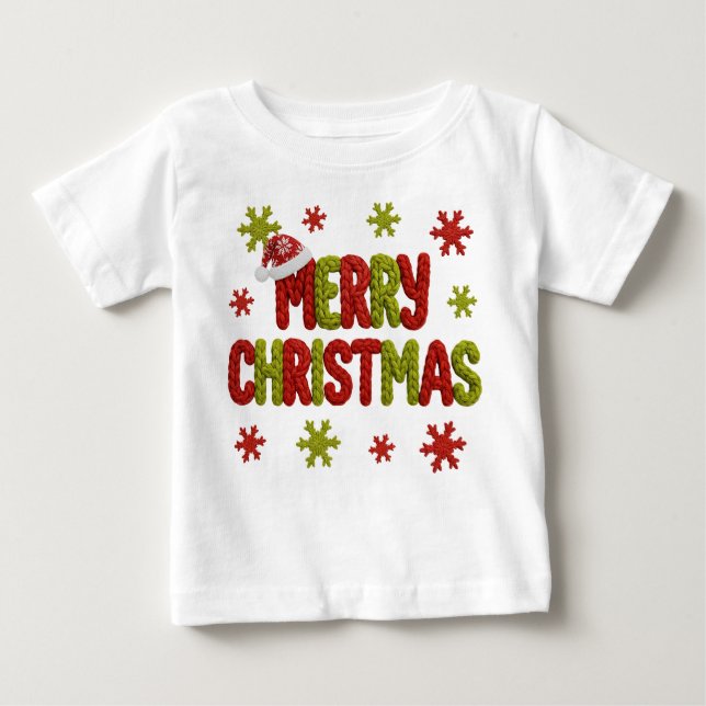 Camiseta Para Bebê Holiday Elegant Soft Merry Christmas Party (Frente)