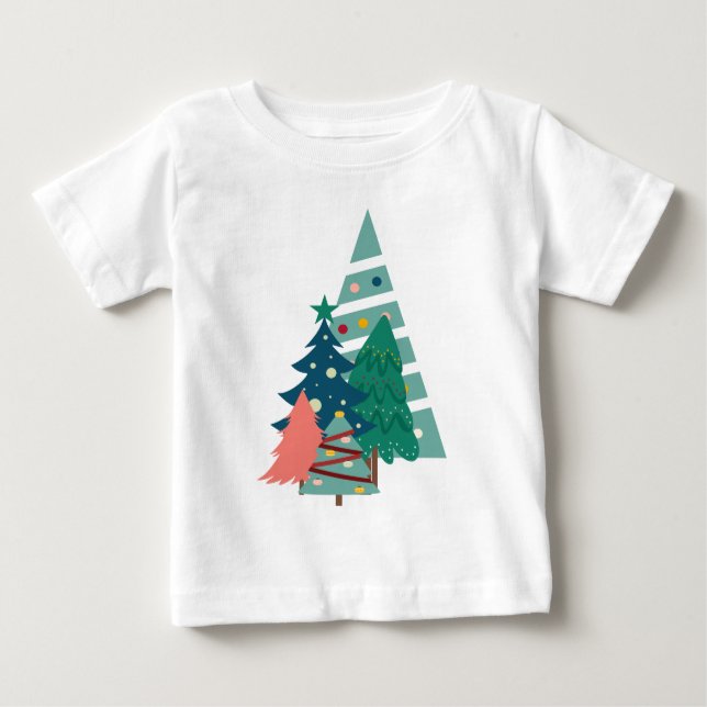 Camiseta Para Bebê Holiday Evergreens Design (Frente)