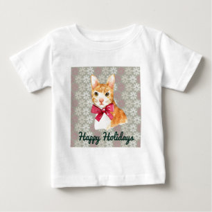 Camiseta Para Bebê Holiday Orange Tabby